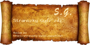 Stranszky Győző névjegykártya